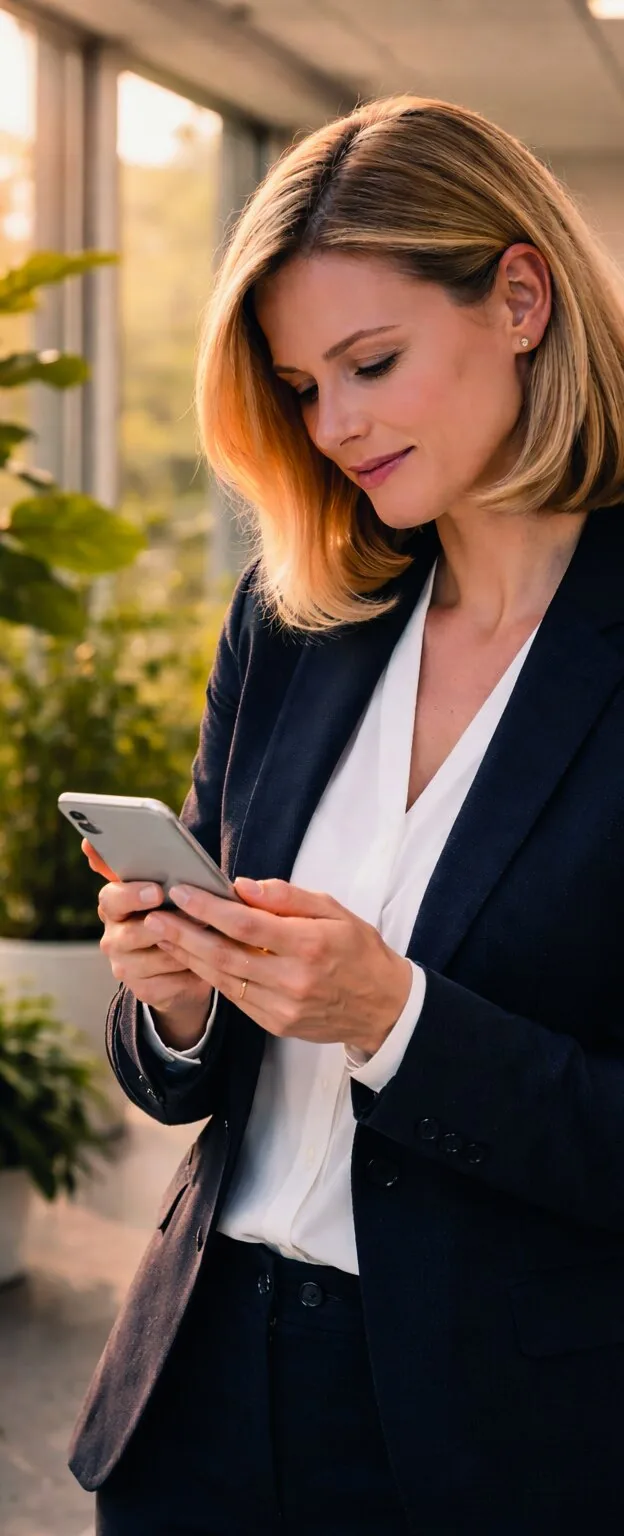 Unternehmerin mit digitaler Projektinformation